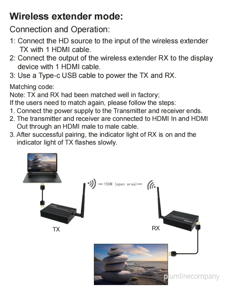 NÖRDIC Trådlös HDMI-Förlängare 1080P Miracast 150m - Bild 3