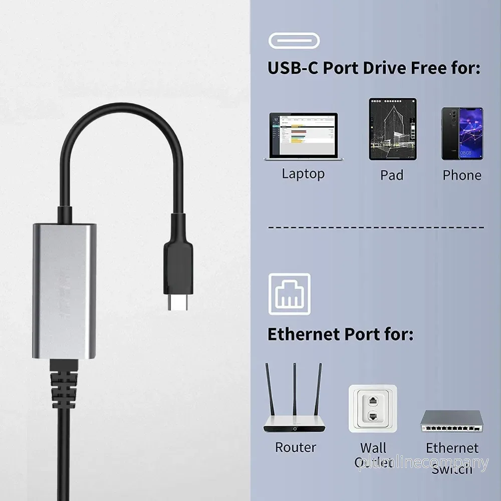 NÖRDIC USB-C till Giga Ethernet nätverksadapter 17cm Space Grey aluminium med Realtek RTL8153BC - Bild 2