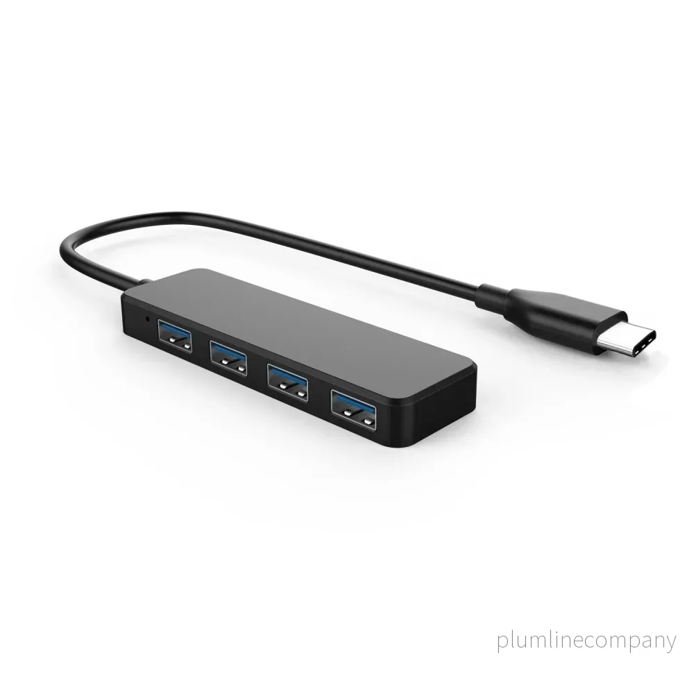 NÖRDIC USB C 3.1 4port 5Gbps hubb 17cm kabel svart NÖRDIC USB C 3.1 4port 5Gbps hubb 17cm kabel svart