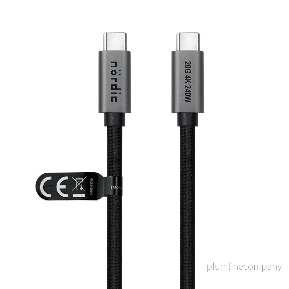 NÖRDIC 1,5 m USB 3.2 Gen 2 USB-C till C nylonflätad kabel PD3.1 240W 20G 4K60Hz grå NÖRDIC 1,5 m USB 3.2 Gen 2 USB-C till C nylonflätad kabel PD3.1 240W 20G 4K60Hz grå
