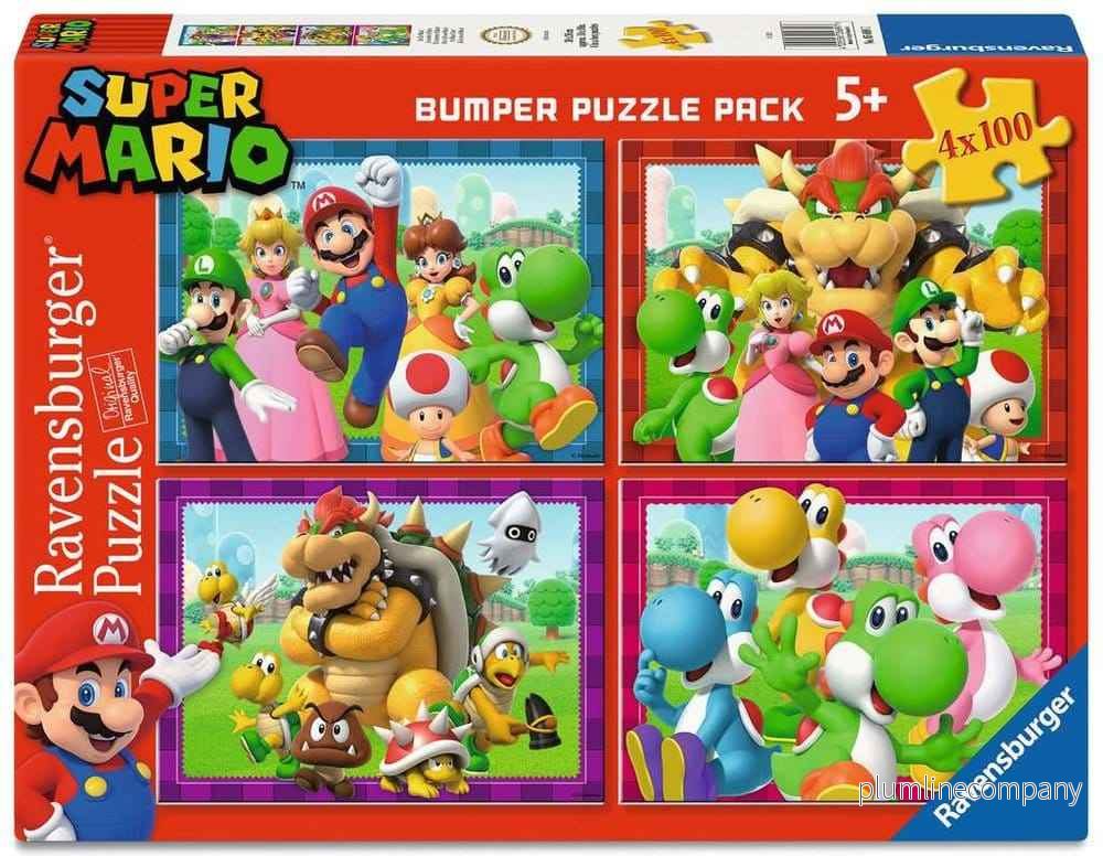 Super Mario Pussel 4-Pack Tid för Mario! (4x100 Bitar)