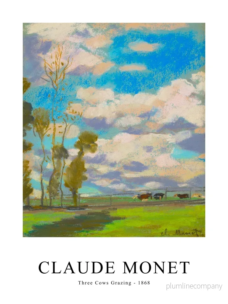Three Cows Grazing Poster