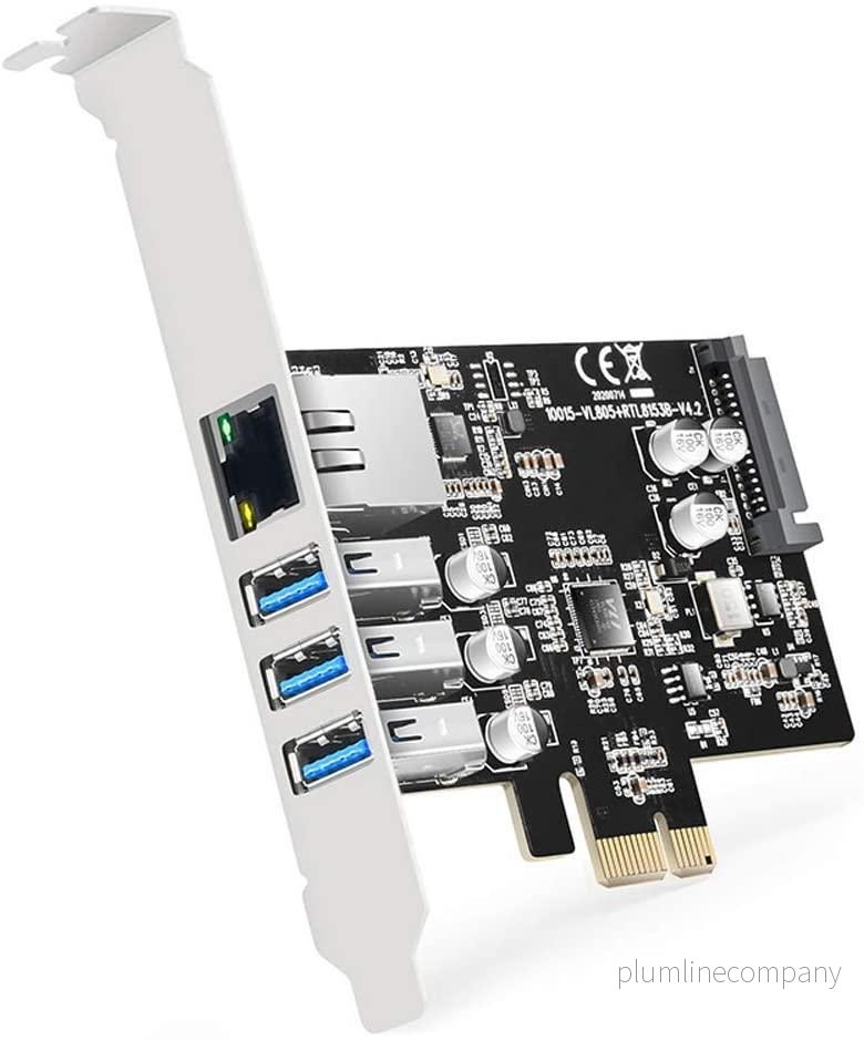 Maiwo KC015 PCI Express x1kort till 3xUSB3.0 5Gbps och 1x Gigabit Ethernet Maiwo KC015 PCI Express x1kort till 3xUSB3.0 5Gbps och 1x Gigabit Ethernet