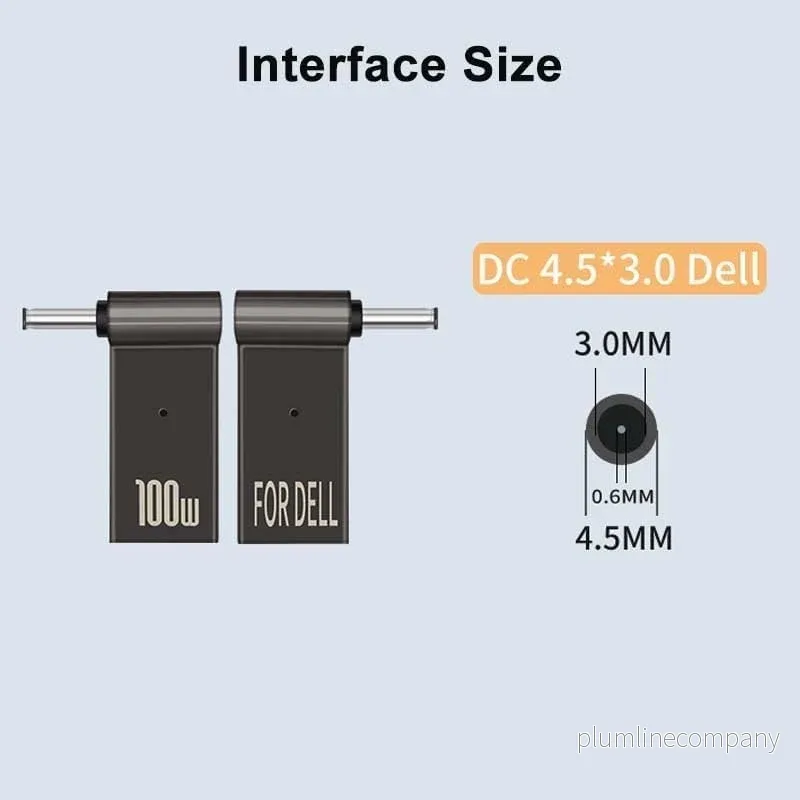 NÖRDIC USB-C till Laptopladdningsadapter, USB-C till DC-kontakt, 100W PD, DC 4,5×3,0mm för DELL - Bild 2