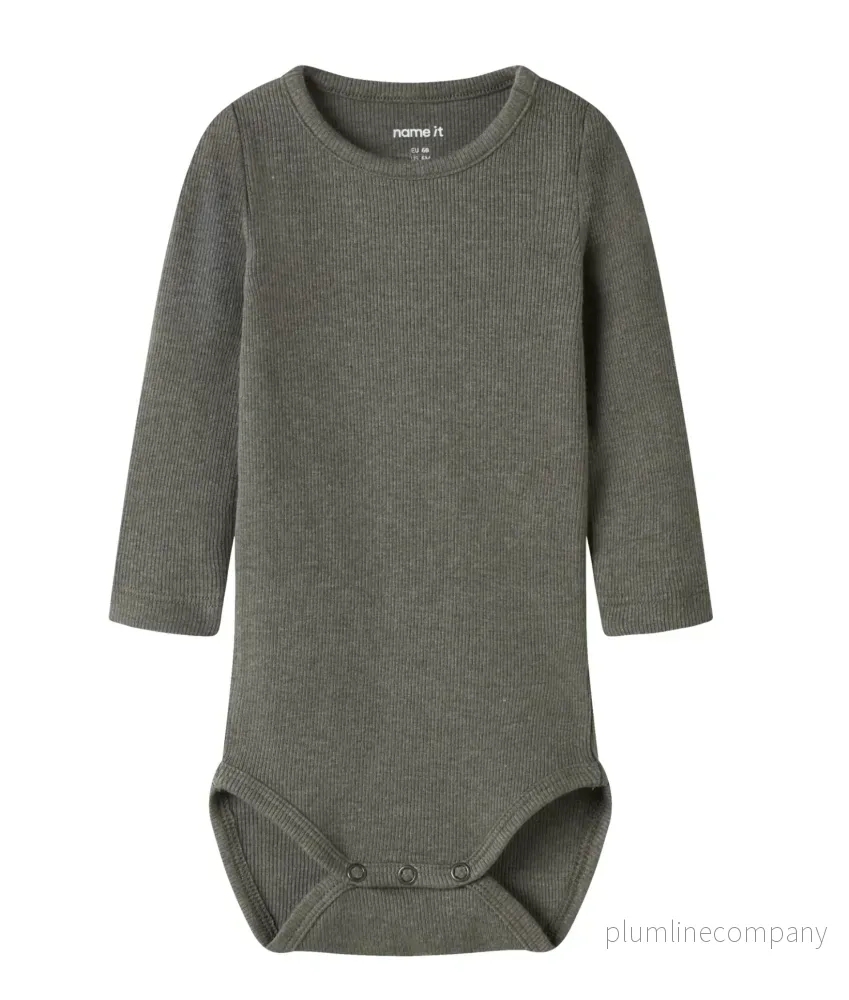 SISTA CHANSEN - Klassisk body - NBNKAB LS BODY NOOS - Dusty Olive MELANGE