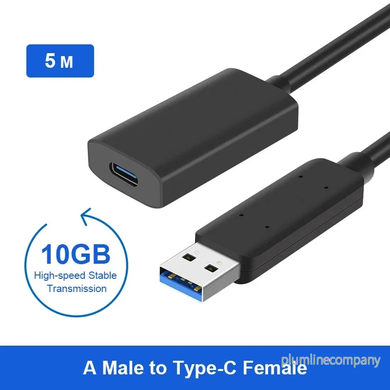 NÖRDIC aktiv 5m USB 3.2 Gen 2 SuperSpeed 10Gbps Förlängningskabel USB-A hane till USB-C hona - Bild 2