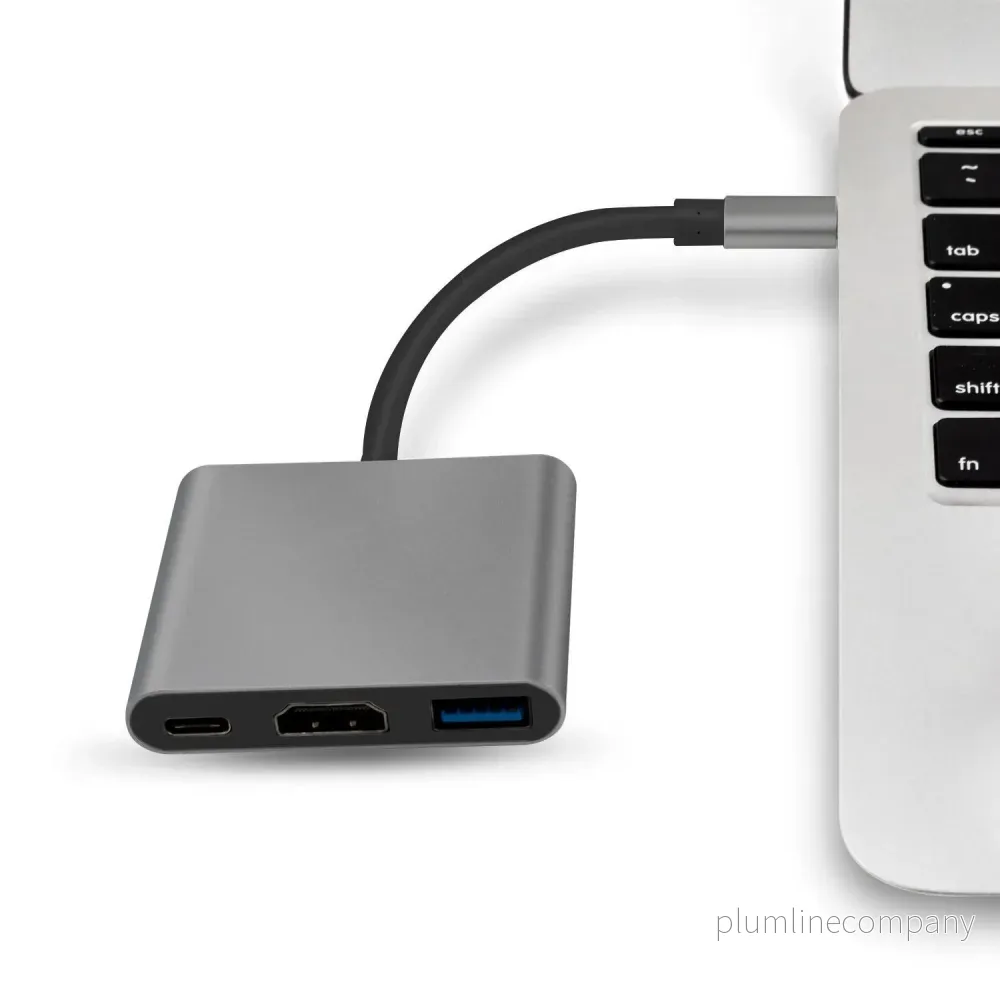 NÖRDIC 1 till 3 Dockningstation USBC till HDMI 4K 30Hz USB C Power Delivery 60W och USB A 3.1 5Gbps Space grey - Bild 2