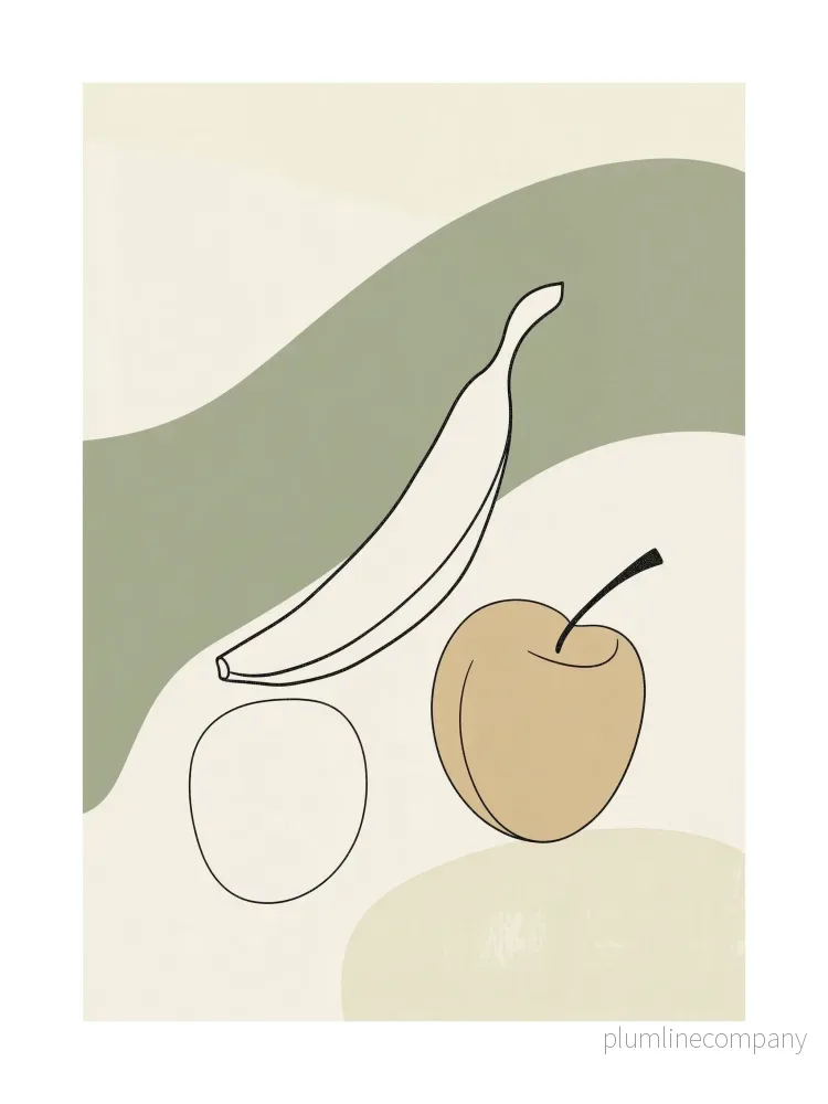 Minimal Fruit Line Art Poster
