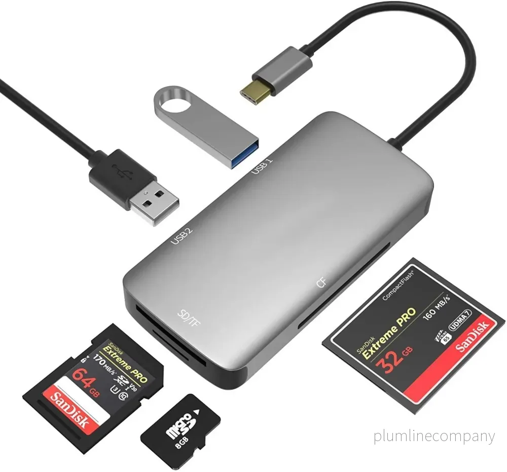 NÖRDIC 1 till 5 USB-C adapter SD/TF och CF kortläsare med 2xUSB3.0 upp till 5Gbps UHS-I NÖRDIC 1 till 5 USB-C adapter SD/TF och CF kortläsare med 2xUSB3.0 upp till 5Gbps UHS-I