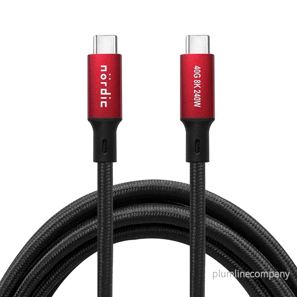 NÖRDIC 1m USB4 USB-C till C nylonflätad kabel PD3.1 240W 40G 8K60Hz 4K144Hz röd NÖRDIC 1m USB4 USB-C till C nylonflätad kabel PD3.1 240W 40G 8K60Hz 4K144Hz röd