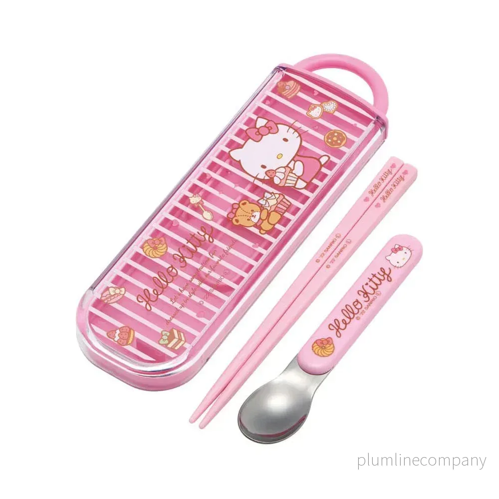 Hello Kitty ätpinnar och sked – Söt rosa