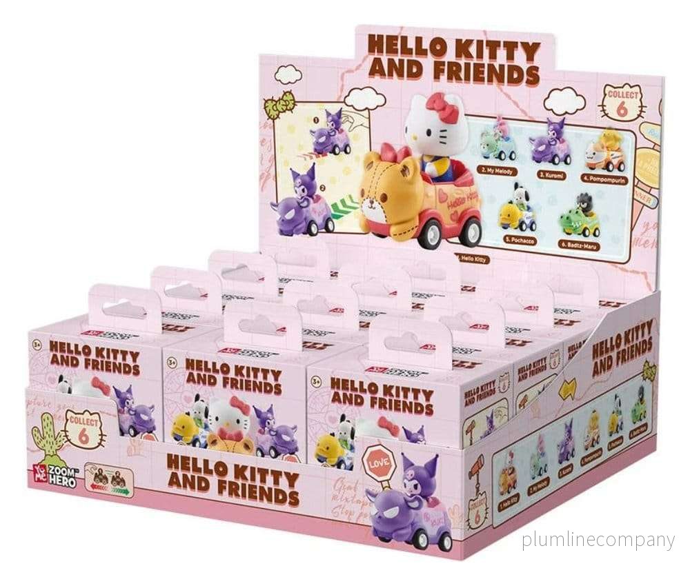 Sanrio Zoom Hero Pullback Vehicles med figurer Hello Kitty and Friends Series 1 Blind Box Display (12) Sanrio Zoom Hero Pullback Vehicles med figurer Hello Kitty and Friends Series 1 Blind Box Display (12)