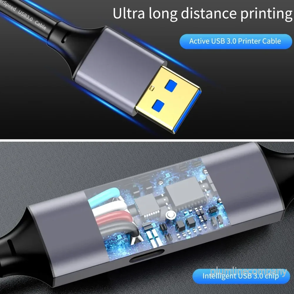 NÖRDIC USB 3.0 Aktiv Skrivarkabel - 15m USB A till USB B 3.0 Kompatibel med skrivare, konferenskamera, dockningsstation, hårddisk och mer - Bild 2