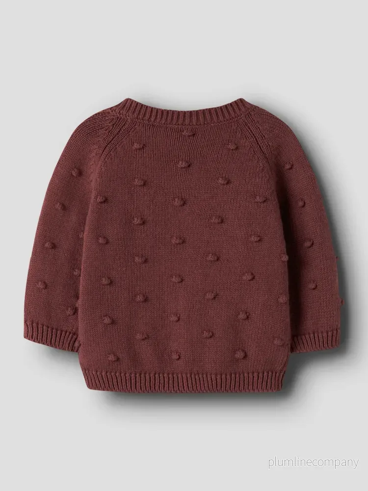 Bubbelstickad Kofta i Ekologisk Bomull - Wild Ginger - NBFNASHA LS KNIT CARD - Bild 2