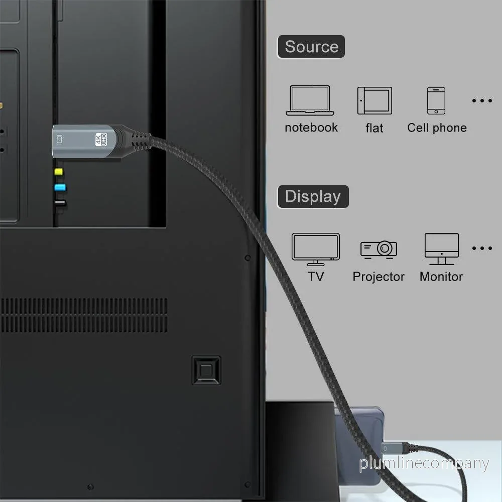 NÖRDIC 3m USBC till HDMI 4K 60Hz nylonflätad kabel space grey stöd för HDCP1.4 och 2.2 - Bild 2