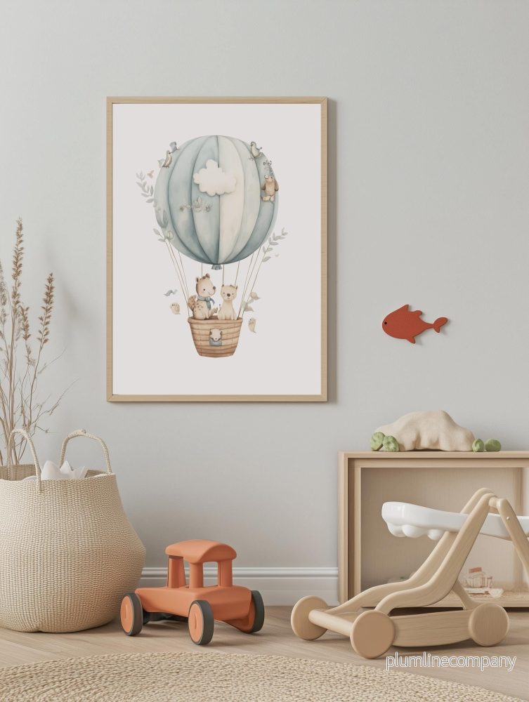Blue Hot Air Balloon Animal Poster - Bild 2