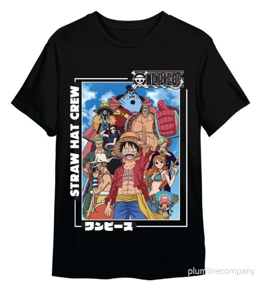 One Piece T-Shirt Straw Hat Crew Svart