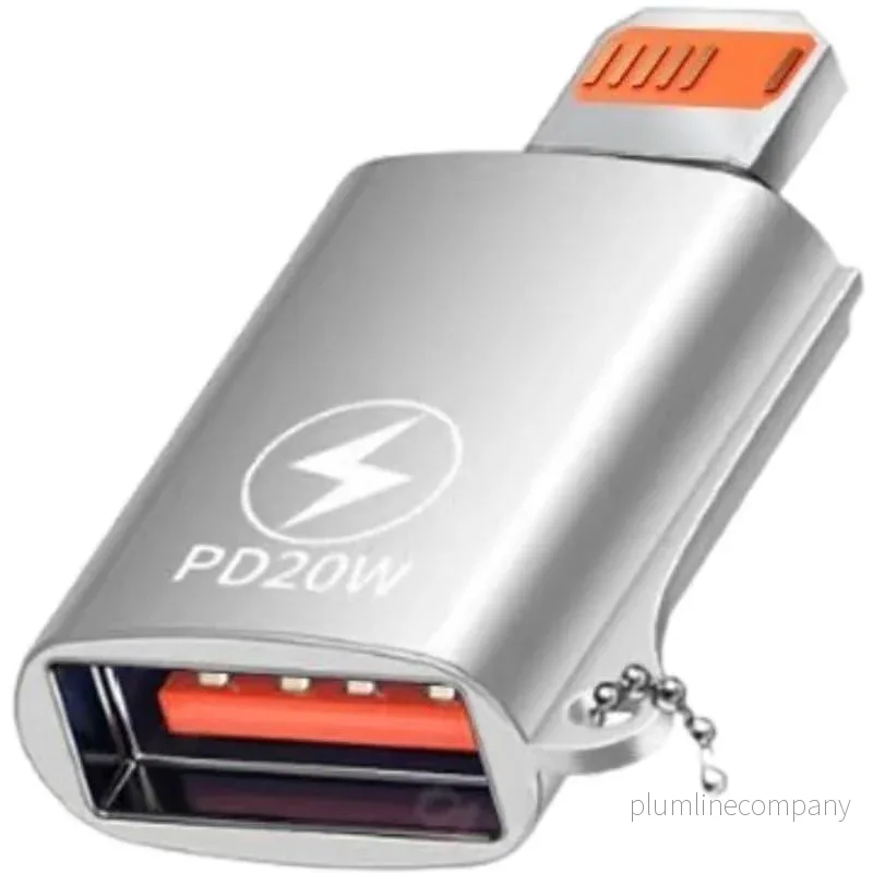 NÖRDIC USB-A 3.1 OTG hona till Lightning hane adapter, Lightning adapter till synk och laddning, aluminium silver NÖRDIC USB-A 3.1 OTG hona till Lightning hane adapter, Lightning adapter till synk och laddning, aluminium silver