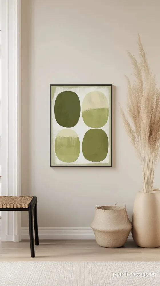 Vintage Abstract Art in Olive and Ecru Poster - Bild 2