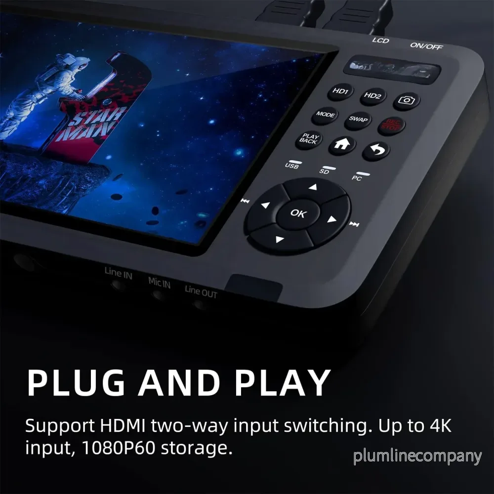 HD-Videoinspelnings box, Video från HDMI, RCA, VHS, VCR, DVD, Videokamera, Hi8, 7" skärm - Bild 3