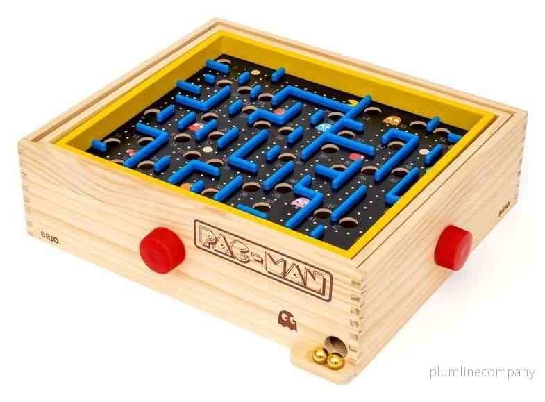 Pac-Man Labyrint – Klassiskt retro brädspel med trälabyrint och joystickstyrning - Bild 2