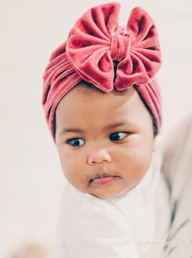 Lieveling Turban mössa i sammet Mörk rosa - Bild 2