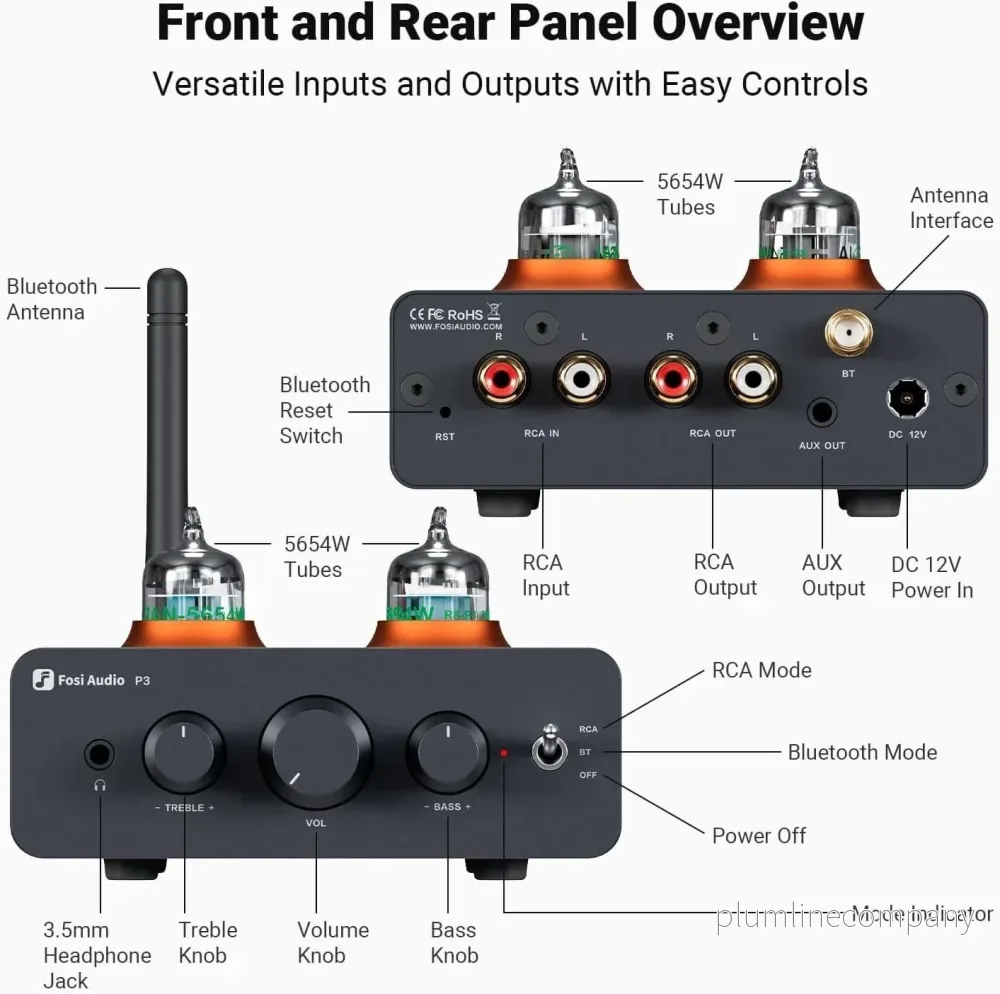 Fosi Audio P3 Tube Preamp Hörlursförstärkare Bluetooth aptX LL HD Bass - Bild 2