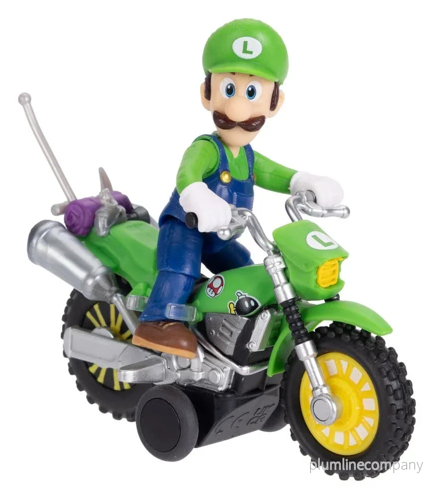 Super Mario Galaxy Movie Action Figur med Dragback Motorcykel Luigi 6 cm