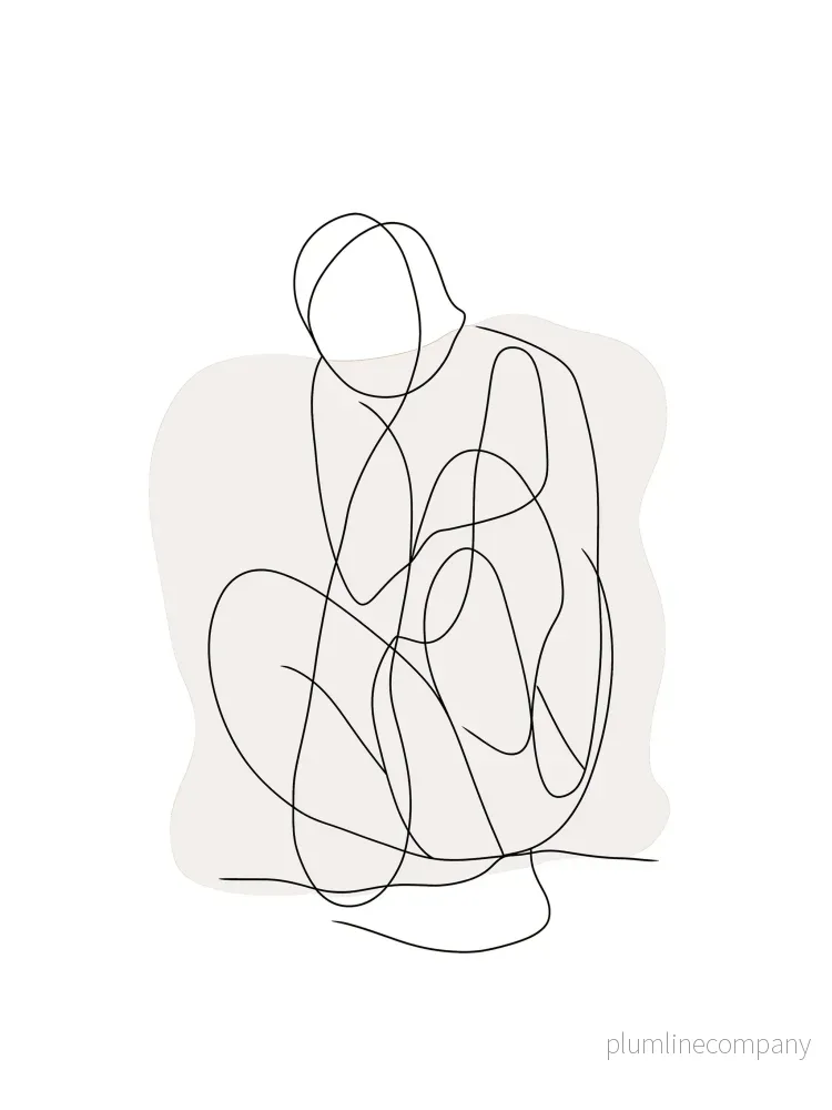 Crouching Figure Line Art Poster