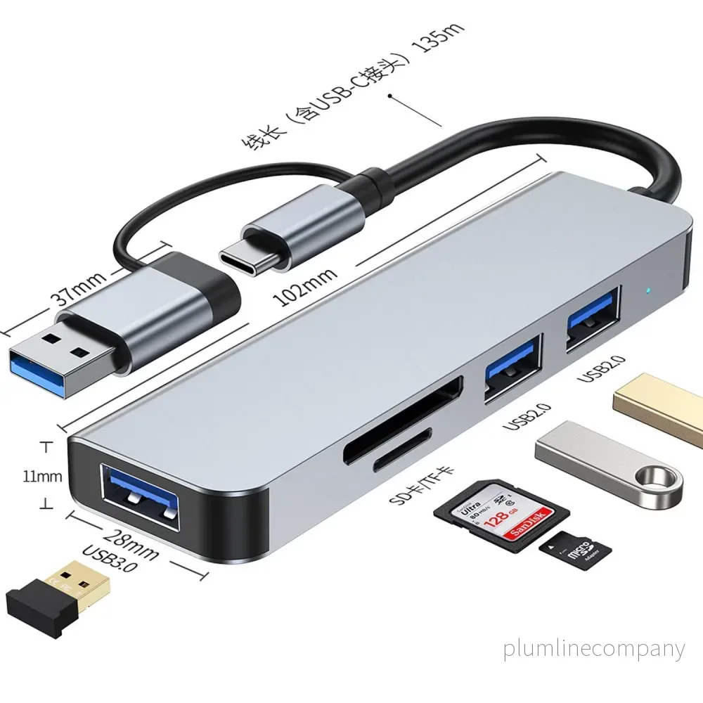 NÖRDIC USB Hubb 5ports 2xUSB-A 2.0 1xUSB-A 3.0 1xTF 1xSD - Bild 2