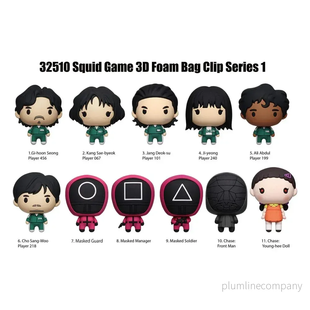 Squid Game 3D PVC Bag Clips Series 1 Display (24) Squid Game 3D PVC Bag Clips Series 1 Display (24)