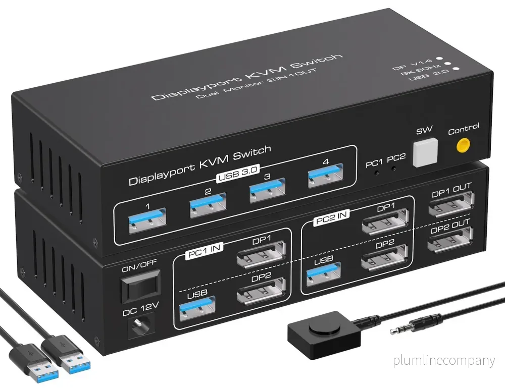 NÖRDIC KVM-switch 2 till 2 DisplayPort till DisplayPort, 8K60Hz/4K120Hz, 4x USB-A NÖRDIC KVM-switch 2 till 2 DisplayPort till DisplayPort, 8K60Hz/4K120Hz, 4x USB-A
