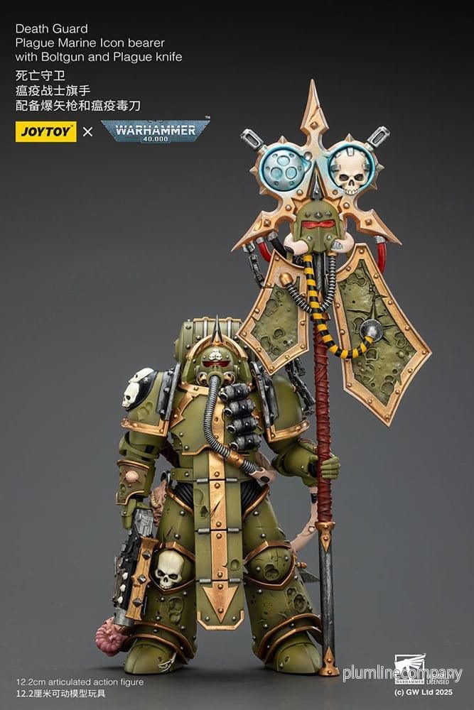 Warhammer 40,000 Action Figur Death Guard Plague Marine Icon bärare med Boltgun och Plague kniv 12 cm - Bild 3