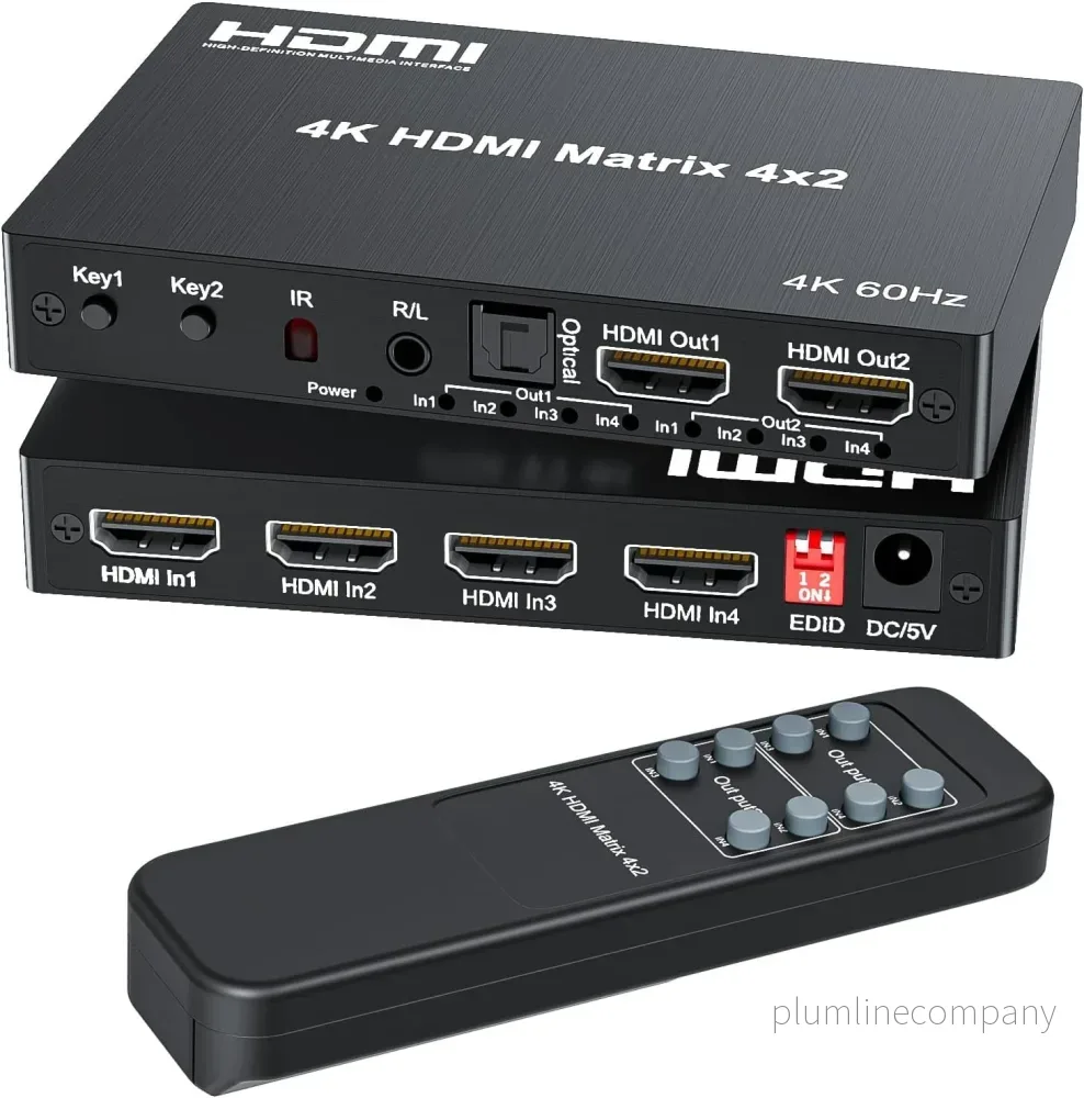 NÖRDIC HDMI 4K 60Hz Matrix-switch 4×2 3D Video Toslink Stereo EDID NÖRDIC HDMI 4K 60Hz Matrix-switch 4×2 3D Video Toslink Stereo EDID