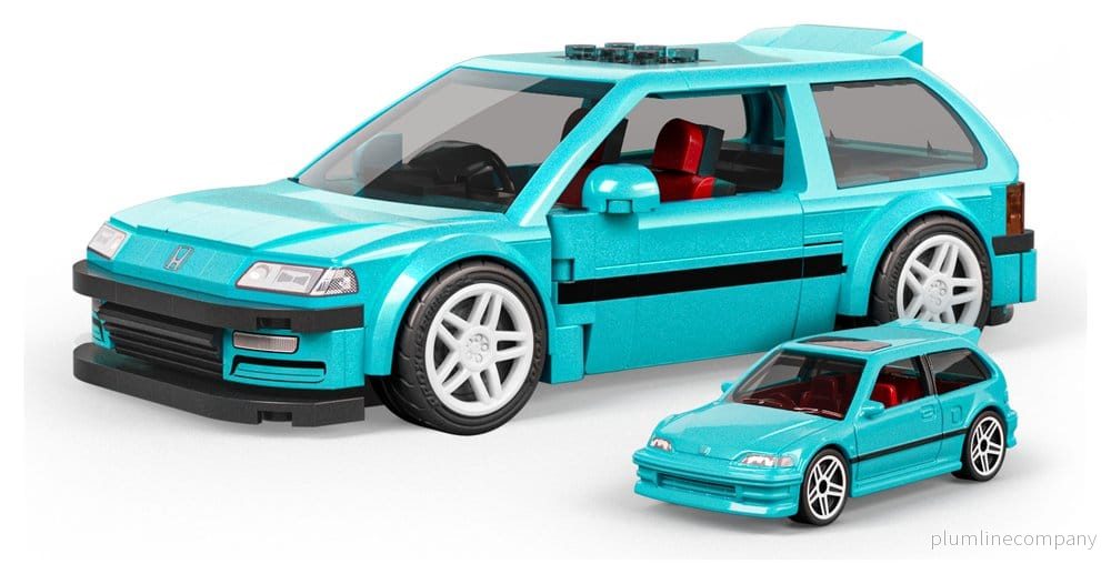 Hot Wheels Speed Series Mattel Brick Shop Byggsats 1/32 Anpassad ’90 Honda Civic EF - Bild 2