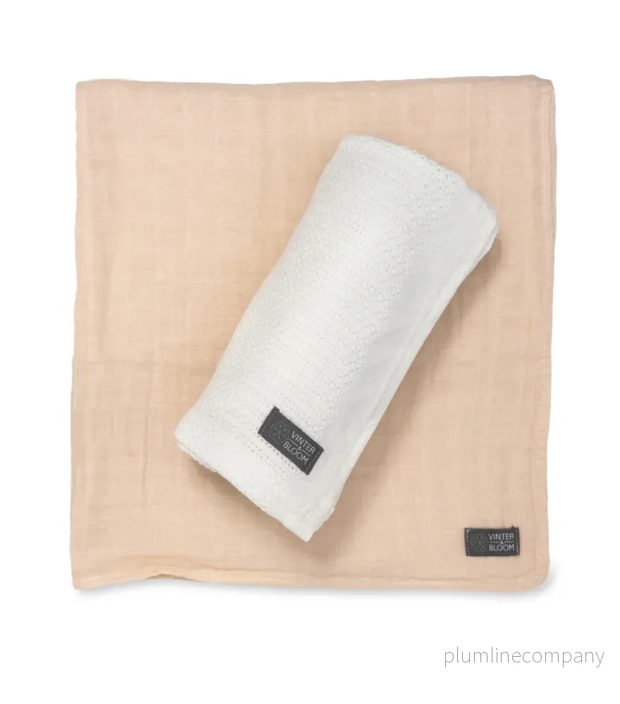 Vinter & Bloom Soft Grid+Muslin EKO 2p "Vit/Beige" - Bild 2