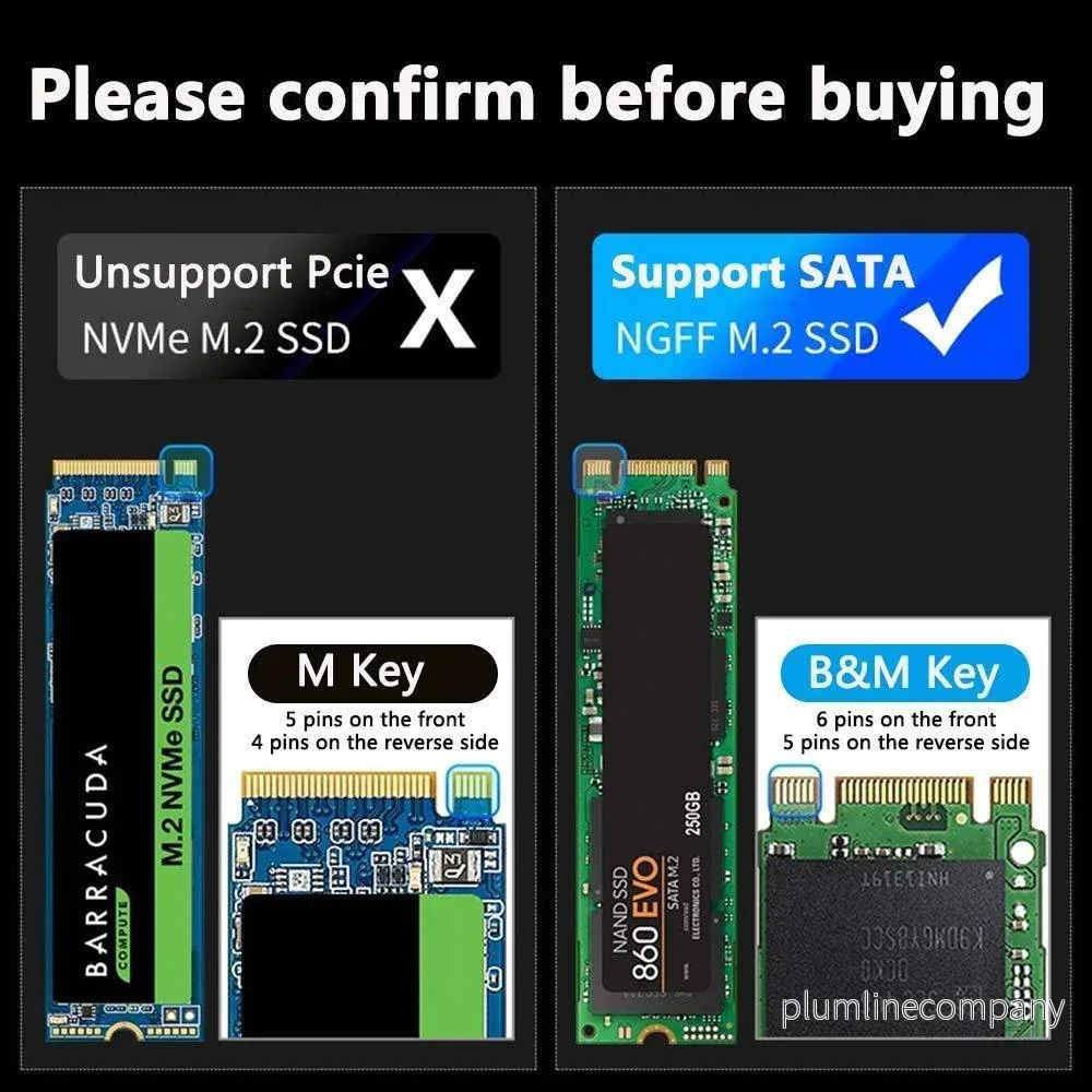 Maiwo K1687S Aluminium M.2 SATA SSD till USB3.2 Gen2 10Gbps USB-C extern Lagringskabinett B-Key och B&M-Key support UASP, TRIM och 6Gbps SATAII - Bild 3