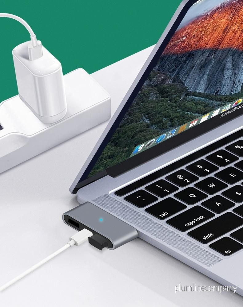 NÖRDIC 3 ports USB-C hubb 1xUSB-C PD 2xUSB-A 3x5Gbps - Bild 2