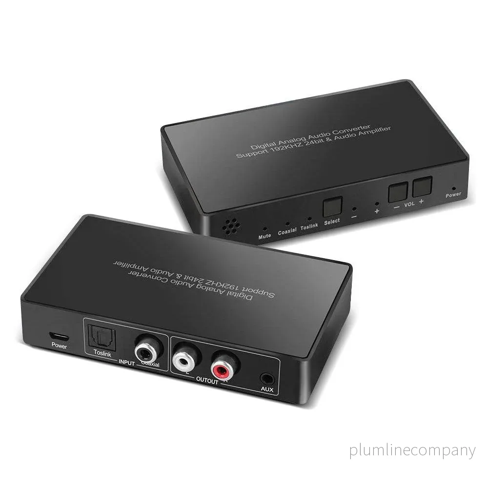 NÖRDIC Digital till Analog ljudomvandlare Mini DAC, Toslink och Coaxial till RCA L/R audio och 3,5mm AUX utgång med fjärrkontroll D/A omvandlare NÖRDIC Digital till Analog ljudomvandlare Mini DAC, Toslink och Coaxial till RCA L/R audio och 3,5mm AUX utgång med fjärrkontroll D/A omvandlare