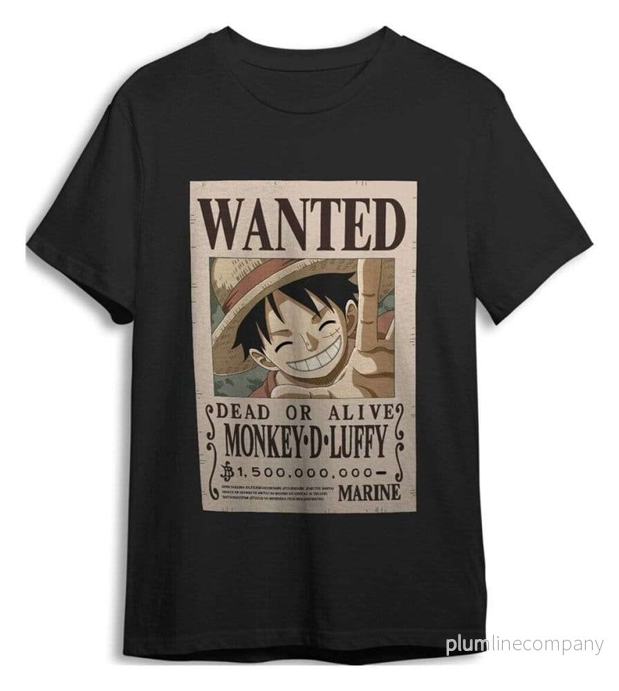 One Piece T-Shirt Monkey D. Luffy Wanted Svart One Piece T-Shirt Monkey D. Luffy Wanted Svart