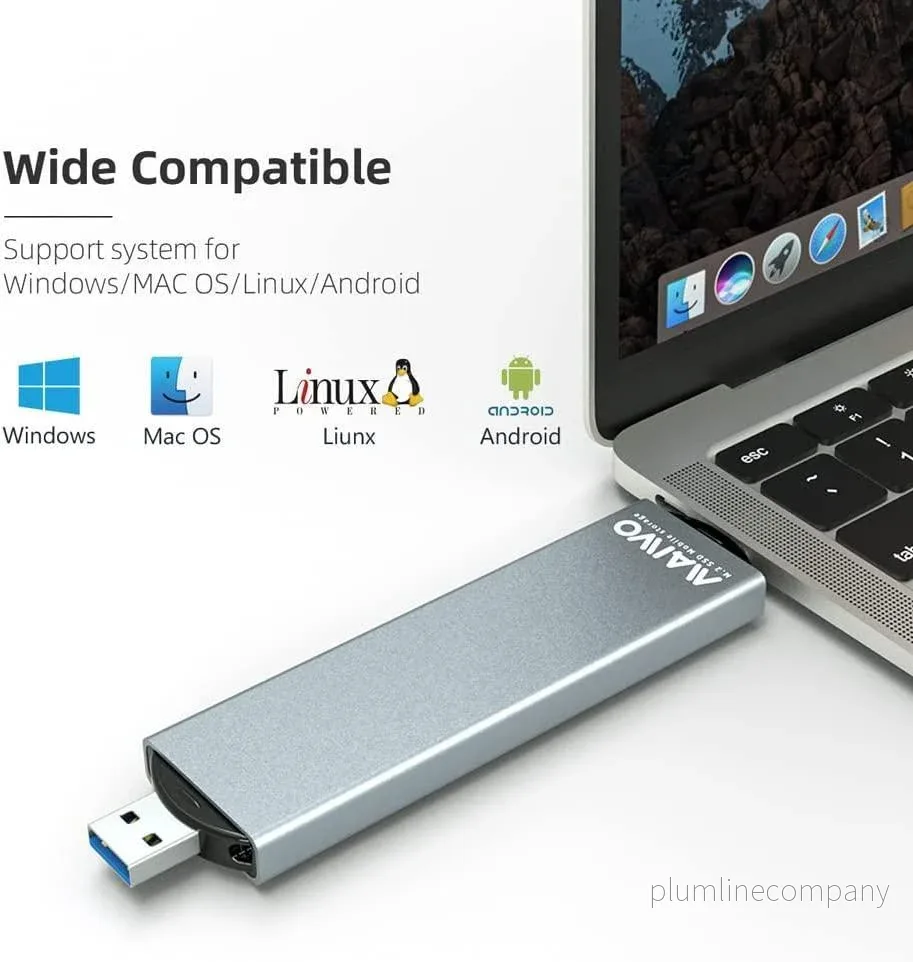 Maiwo K1683P2 Extern kabinett M.2 NVMe och SATA SSD till USB-A och USB-C USB3.2 Gen2 10Gbps M-Key B-Key och B&M Key UASP 2280 2260 2242 2230 aluminium - Bild 3