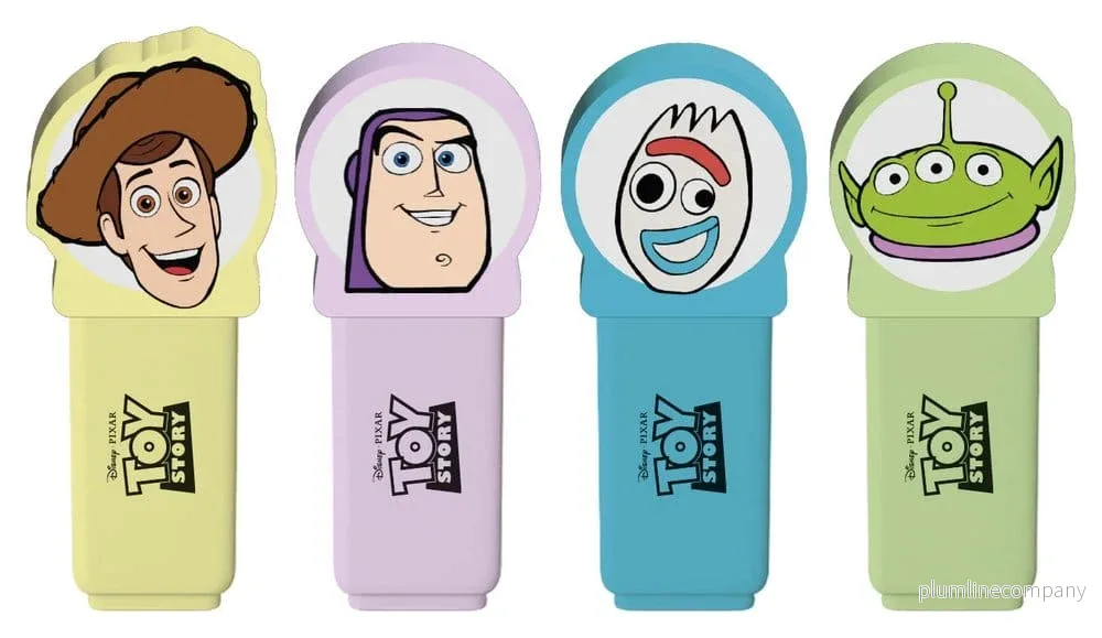 Set med 4 färgglada överstrykningspennor med 3D-silikontopper – Toy Story Set med 4 färgglada överstrykningspennor med 3D-silikontopper – Toy Story