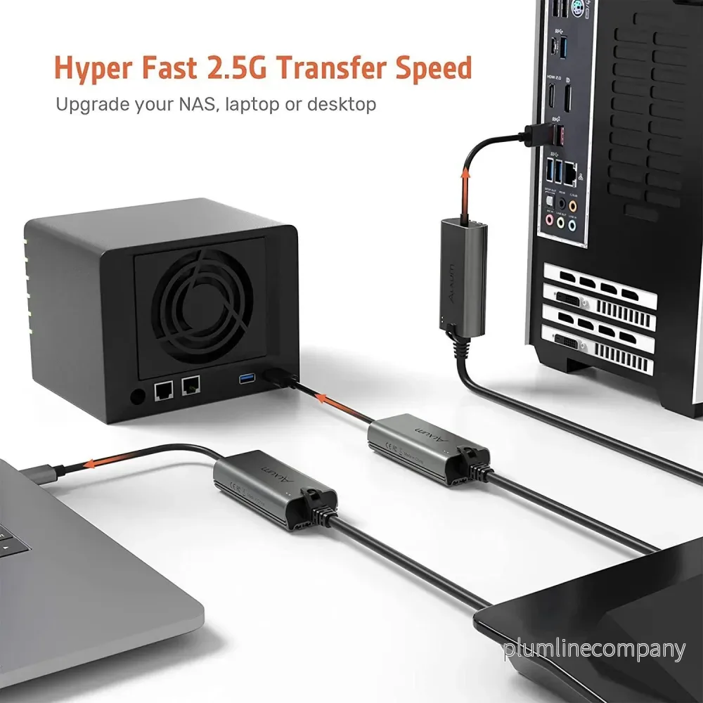 NÖRDIC USB-A till 2,5Gbps LAN Adapter 15cm kabel aluminium - Bild 2