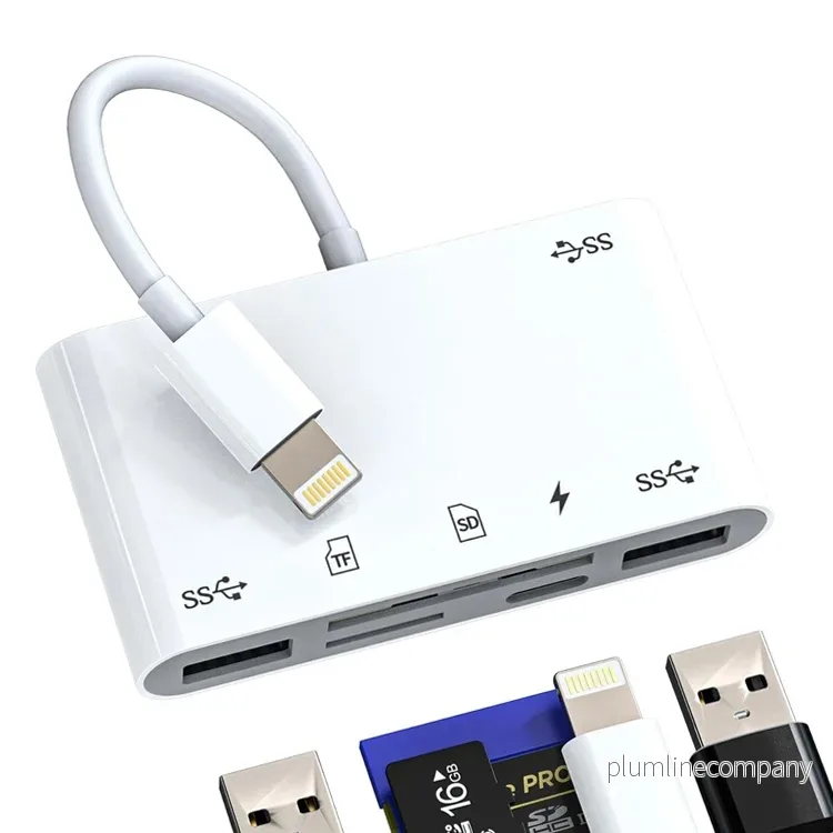 NÖRDIC Lightning Kortläsare 2 Slot SD, MicroSD 3xUSB-A 1xLightning-laddning UHS-I NÖRDIC Lightning Kortläsare 2 Slot SD, MicroSD 3xUSB-A 1xLightning-laddning UHS-I