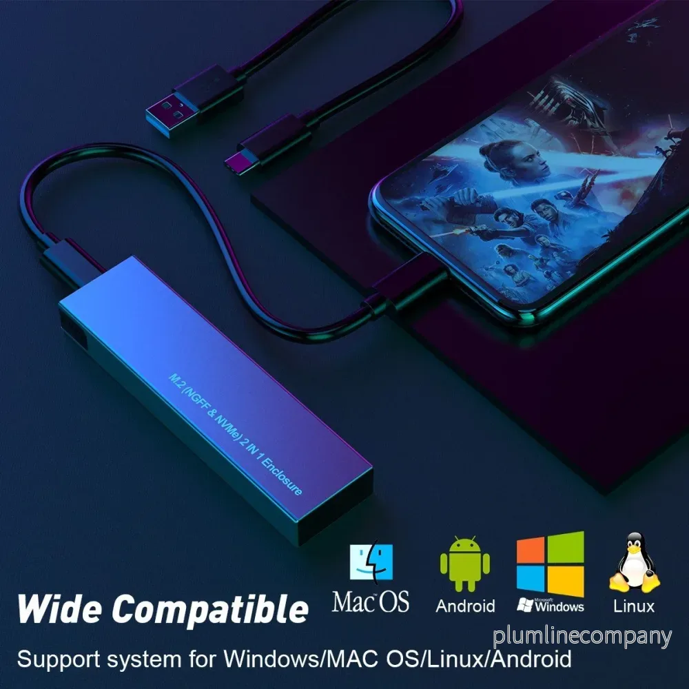 NÖRDIC Extern lagringskabinett M.2 NVMe och SATA SSD till USB-A och USB-C M-Key B-Key och B+M Key UASP 2280 2260 2242 2230 - Bild 3