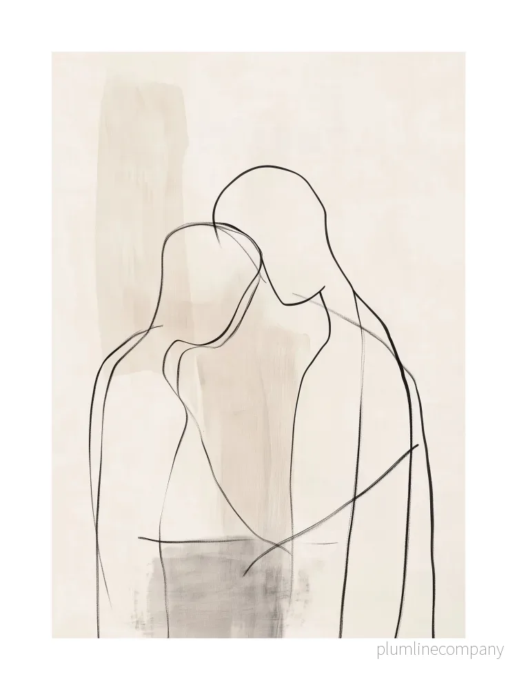 Tender Embrace Line Art Poster