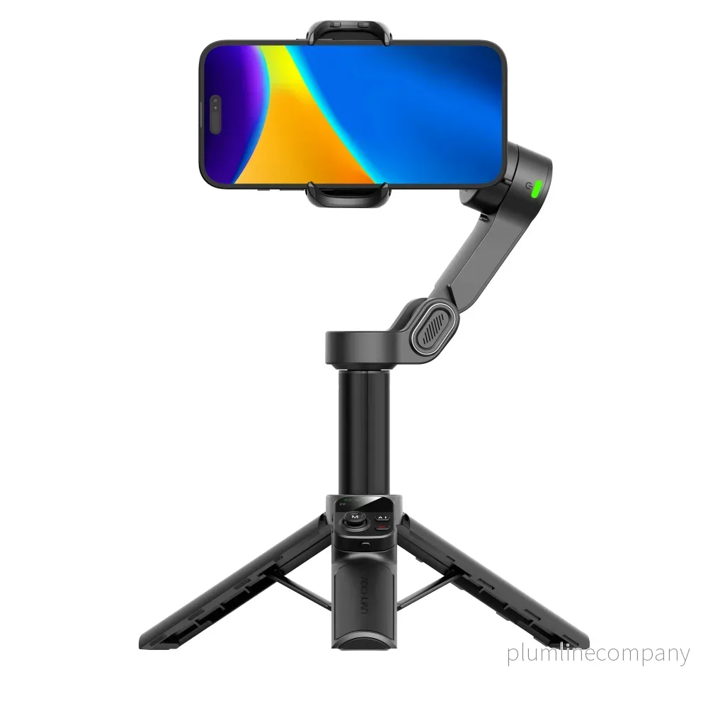 Handhållen 3-axlig anti-skak gimbal-stabilisator för iPhone AI-spårningsmodul med fyllnadsljus Geststyrning och ett-trycks stativfrigöring, Inbyggd förlängningsarm - Bild 2