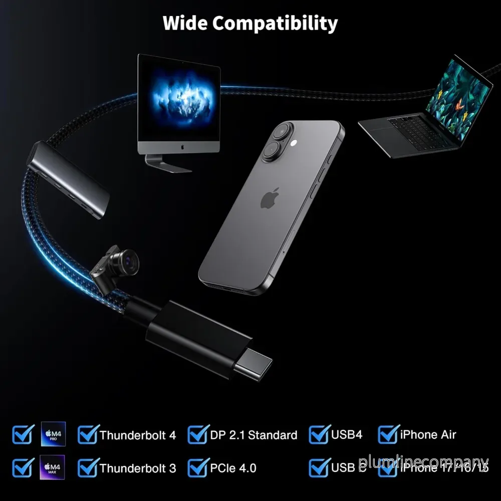 iVANKY Thunderbolt 5 kabel 1m Intel Certifierad, 80Gbps Dataöverföring, 120Gbps Bandbredd, 240W Laddning, Dubbla 8K Skärmar, Kompatibel med MacBook M4 TB4/DP2.1/USB4 - Bild 3