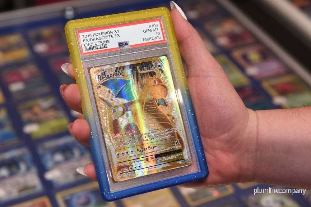 EVORETRO Bumper för PSA Graded Card Slab Gradient Yellow-Blue Glitter - Bild 2