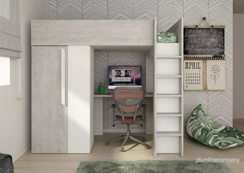Trasman Studio Loftsäng med Garderob 90×200 – vit